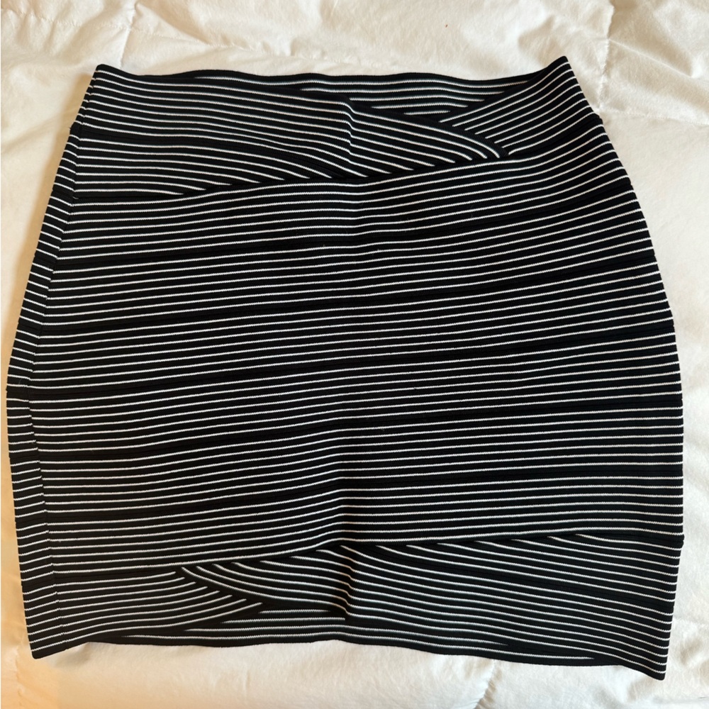 BCBGMaxAzria Black and White Striped Pencil Skirt